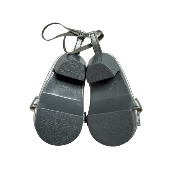AMERICAN GIRL Silver Ankle Strap Heeled Sandals for 18” Doll Fancy Event Flower - Picture 5 of 8